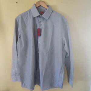 New ZNT18 Classic Grey Striped Men's Shirt 17.5 34/35